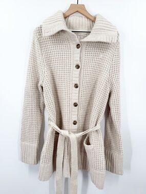 Aerie Chunky Knit Belted Cardigan Sweater Jacket